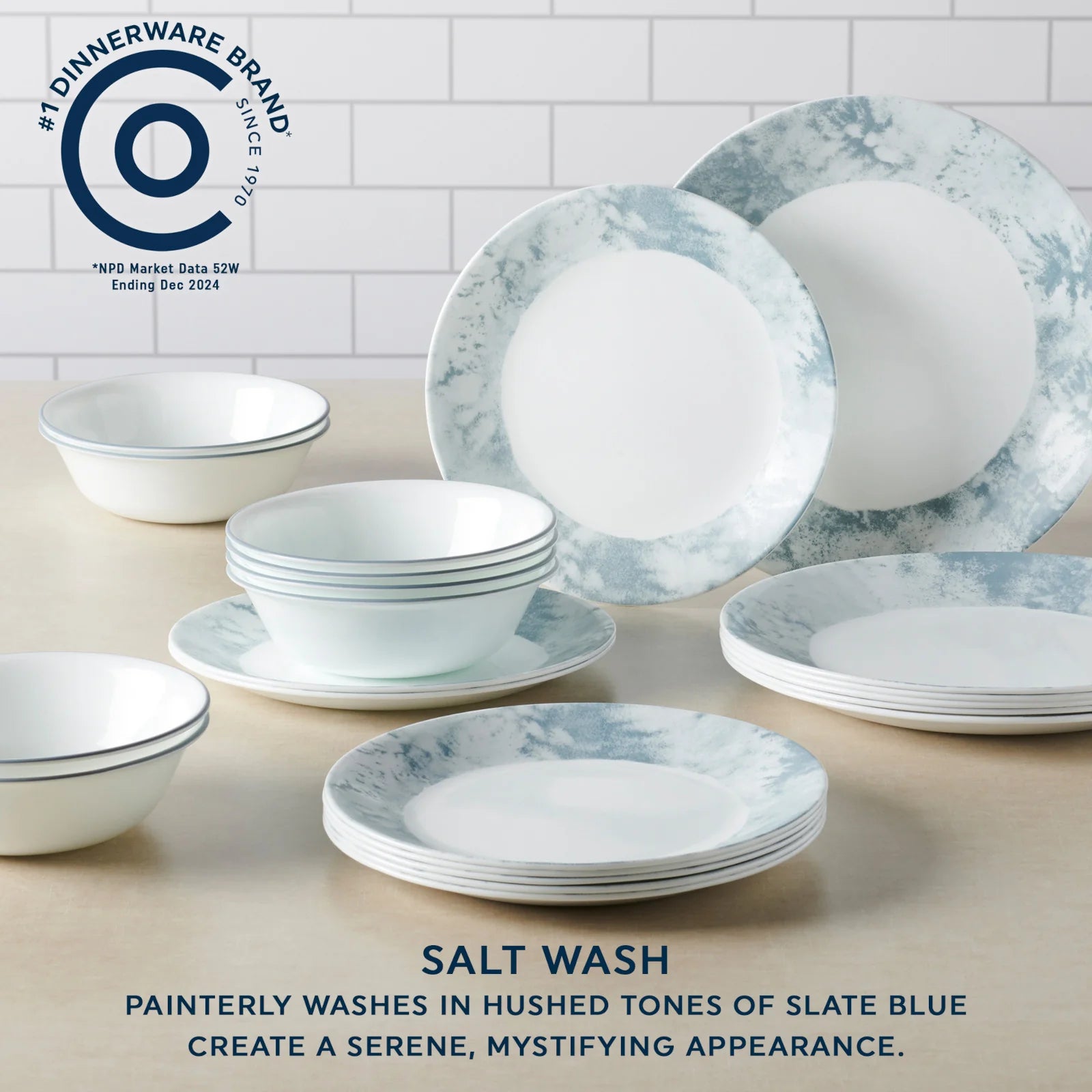 Corelle dinnerware platesplates Salt Wash 12-piece Dinnerware Set, Service for 4 - Image 3