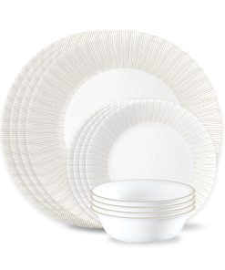 Corelle dinnerware platesplates Hushed Lines 12-piece Dinnerware Set, Service for 4