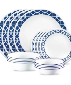 Corelle dinnerware platesplates Cobalt Circles 16-piece Mugless Dinnerware Set, Service of 4