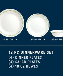 Alternative view of Corelle dinnerware platesplates Spring Blossom Green 12-piece Dinnerware Set, Service for 4