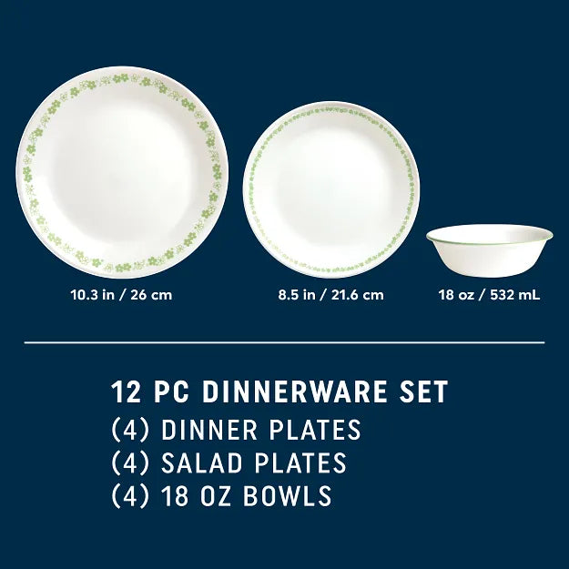 Corelle dinnerware platesplates Spring Blossom Green 12-piece Dinnerware Set, Service for 4 - Image 2