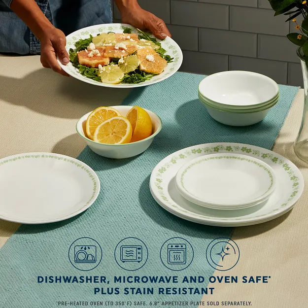 Corelle dinnerware platesplates Spring Blossom Green 12-piece Dinnerware Set, Service for 4 - Image 3